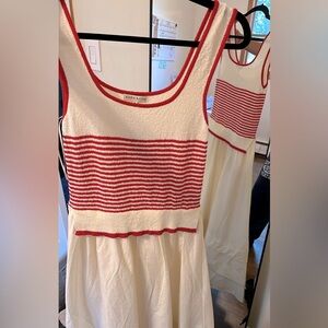 Red and White Striped Sleeveless Dress